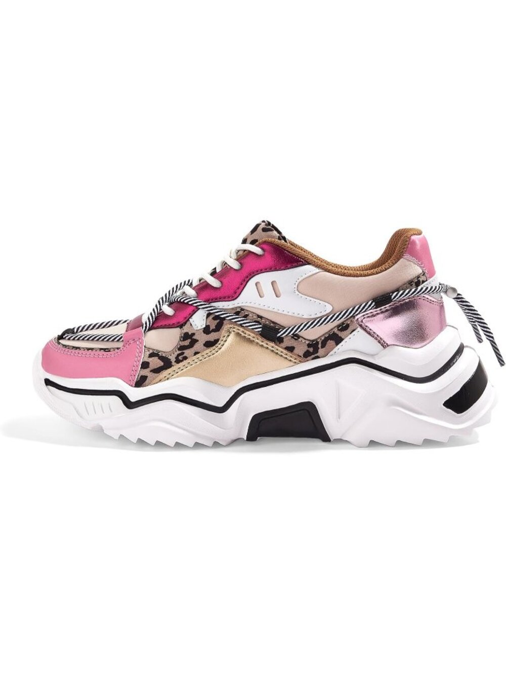 Women's Leopard/Fushia Colorful Stylish Platform Fashion Chunky Walking Sneakers